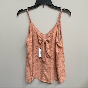 LUSH Rust Dot Camisole Top with Adjustable Spaghetti Straps & Bow in Back-Size M